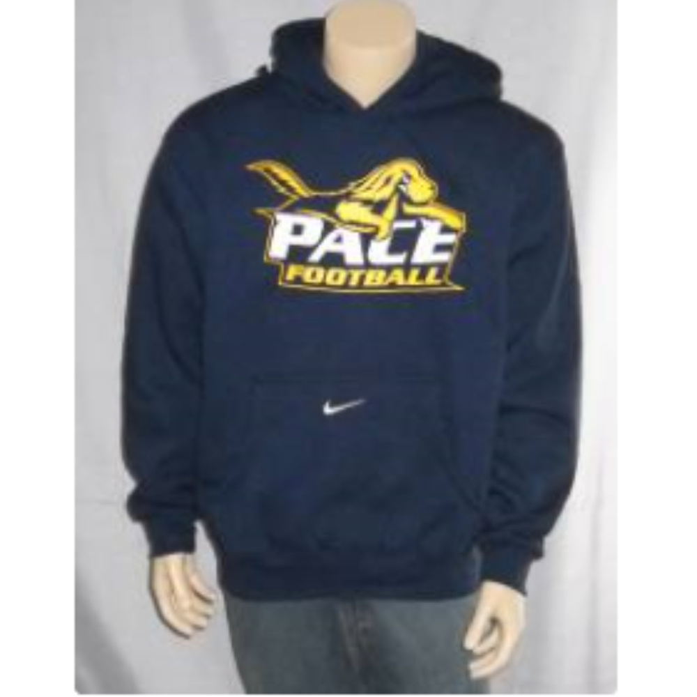 NIKE Pace University Setters FOOTBALL Hooded Sweatshirt Navy Blue NCAA